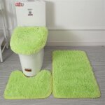 3 pi�ces, ?fruit vert?lot de tapis de bain antid�rapant, tapis contour toilette � poils longs, shaggy ...