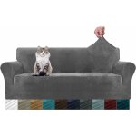 3 places, gris housse de canap en velours pais super extensible pour chiens cat pet friendly 1 - piece ...