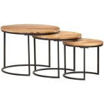 Vidaxl ? ensemble de 3 tables gigognes en bois d'acacia massif ? finition � l'huile ? dimensions 60x60x45cm, ...