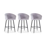 Paris prix - lot de 3 chaises de bar en velours 'kandi' 106cm argent