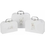 Lot de 3 valises déco enfant 'ourson' 25cm blanc Lot de 3 valises déco enfant 'ourson' 25cm blanc