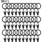 30 anneaux de rideaux pcs avec pinces, pinces � draperie solides, crochets sur support de tige de tension, ...