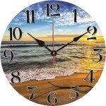 34 cm moderne mer vagues pendule murale, originale horloges, silencieuse rond bois pendule murale pour ...