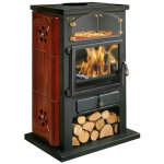 350104000107k - po�le � bois chamonix xxl 12kw c�ramique bordeaux brillan godin - 350104kbordbrill