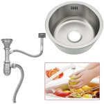 Vier de cuisine en acier inoxydable avec évacuation de l'eau, évier encastrable, rond, antibactérien, ... Vier de cuisine en acier inoxydable avec évacuation de l'eau, évier encastrable, rond, antibactérien, ...