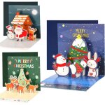 3d pop up nol carte de voeux avec enveloppes, kit de 3 cartes de v?ux cratives pour noel cadeau filles ...