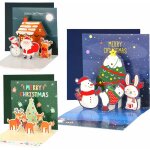 3d pop up nol carte de voeux avec enveloppes, kit de 3 cartes de v?ux cratives pour noel cadeau filles ...