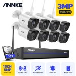 Annke - 3mp kit de vidosurveillance sans fil vision nocturne dtection mouvement wifi 8 camras 1 to ...