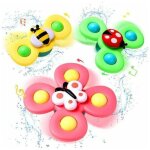 3pcs b�b� bain spinner jouet avec ventouse rotative toupie jouet animal spin sucker b�b� bain jouets ...