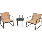 Goplus - 3pcs salon de jardin 3 personnes, ensemble de 2 chaises et de table basse en verre tremp�, salon ...