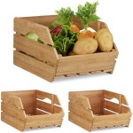 3x caisses en bambou, cagette effet bois bo�te de rangement empilable universelle hxlxp: 20, 5 x 27 x ...