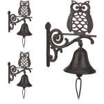 3x cloches fonte chouette sonnette murale antique rustique hibou cordon dco impermable porte jardin ...