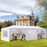 3x9m tonnelle de jardin pliable impermable, barnum pliant anti - uv avec sac de transport et 8 parois ...