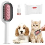 4 en 1 peigne epilation pour animaux compagnie, brosse chien avec rservoir d'eau, brosse chat avec lingettes ...