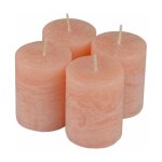 Lot de 4 bougies pilier 'rustique' 5cm rose poudr�