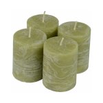 Lot de 4 bougies pilier 'rustique' 5cm tilleul