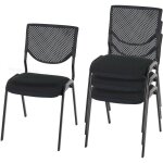Hhg - jamais utilis] lot de 4 chaises de confrence / visiteur t401, empilable, sige noir, pieds noirs ...