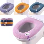 4 couleurs) lot de 4 housse de sige de toilette, housse de sige de wc, sige de toilette en tissu chaud ...