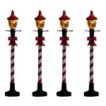 Paris prix - lot de 4 lampadaires � led village 10cm rouge