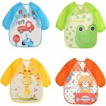 4 - pack bavoir etanche  manchs longues tablier d'alimentation peinture pour les enfants de 6 mois  ...