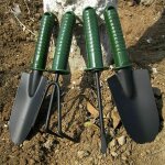 4 pcs mini shovel rake spade diy gardening tools set ?flower weeding bonsai tools ?plastic handle handmade ...