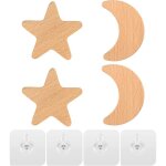 4 pcs patere murale bois, crochets muraux enfant, porte - manteau mural, auto - adh�sif decoration murale ...