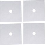 4 pi�ces couvercle de feu ptfe anti - adh�sif, prot�ge - plat de cuisini�re � gaz, 27x27cm 0. 1mm argent� ...