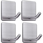 4 pices crochet adhsif, 8kg max crochet mural de salle de bains en acier inox, porte serviette avec ...