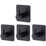 Memkey - 4 pices crochet adhesif mural noir, crochets adhsifs muraux salle de bains cuisine, inox patre ...