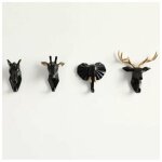 4 pi�ces crochet porte - manteau crochet animal porte - manteau porte - cl�s �tag�re murale (noir