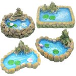 4 pi�ces mini bassin ornement r�sine pour jardin f�erique, d�coration paysage miniature maison