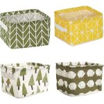 4 pices mini paniers rangement carrs, corbeilles de rangement en tissu de coton et lin, botes de rangement ...