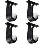 4 pi�ces tringle � rideau supports, support de poteau de rideau, noir supports pour barre rideau, alliage ...