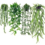 4 plante verte artificielle tombante - id�al pour d�coration murale, maison et int�rieur / ext�rieur, ...