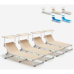 4 transats de plage bains de soleil pliants avec pare - soleil california - beige