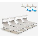 4 transats de plage bains de soleil pliants avec pare - soleil california - gris