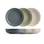 4 x assiettes creuses pearl - porcelaine - 19cm - h&h