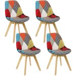 Woltu - 4 x chaises de salle � manger, chaises scandinaves pieds en bois style nordique patchwork