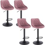 Woltu - lot de 4 tabourets de bar si�ge bien rembourr� en velours, hauteur r�glable pieds en m�tal, rose ...