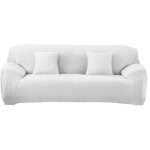 4353 housse de canap 3 places couleur unie tissu lastique facile  enfiler couleur: blanc