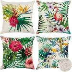 45x45cm ext�rieur housse de coussin, lot de 4 imperm�able plantes et fleurs tropicales et oiseaux motif ...