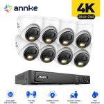 4k kit de vid�osurveillance exterieure 8ch nvr 8�cam�ras intelligente double lumi�re audio 2 voies, vision ...