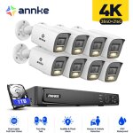 4k kit de vid�osurveillance exterieure 8ch nvr 8�cam�ras intelligente double lumi�re audio 2 voies, vision ...