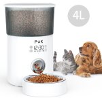 P&k - 4l distributeur de nourriture automatique blanc pour chat et chien distributeur de croquette gamelle ...