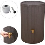 4rain - kit rservoir madera 220 l, marron incl. robinet de vidange en plastique et raccord de descente ...