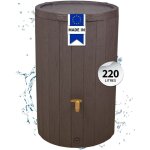 4rain - rservoir madera 220 l brun avec robinet pe imitation laiton et couvercle