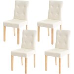Hhg - 4x chaise de salle à manger 984, fauteuil, similicuir crème, pieds clairs Hhg - 4x chaise de salle à manger 984, fauteuil, similicuir crème, pieds clairs