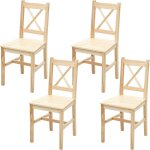 4x chaises de salle � manger cuisine style rustique en bois massif 040000594