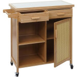 Chariot de service hwc - k11 - chariot de cuisine chariot de bar chariot roulant 85x84x36cm bambou - ...