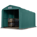 Toolport - 4x8m hangar porte 3, 5x3, 5m, toile pvc 850 n vert fonc